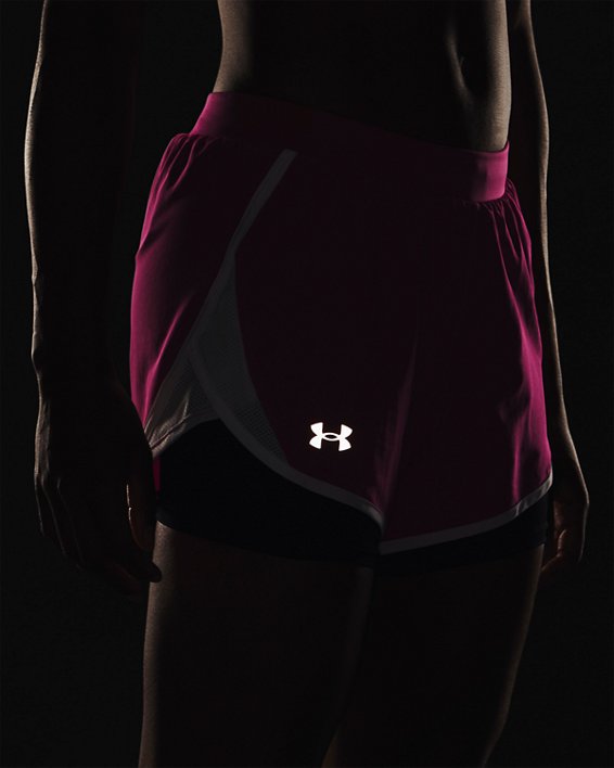 Women's UA Fly-By 2.0 2-in-1 Shorts, Pink, pdpMainDesktop image number 3